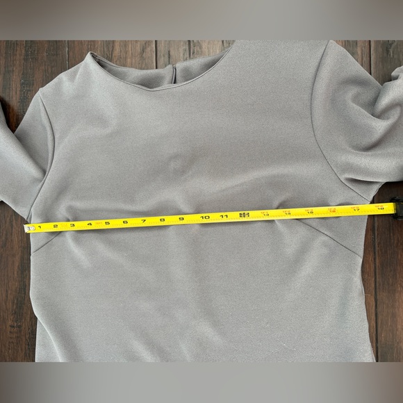 Flare Sleeves Shift Dress, Gray, Small - Picture 6 of 9